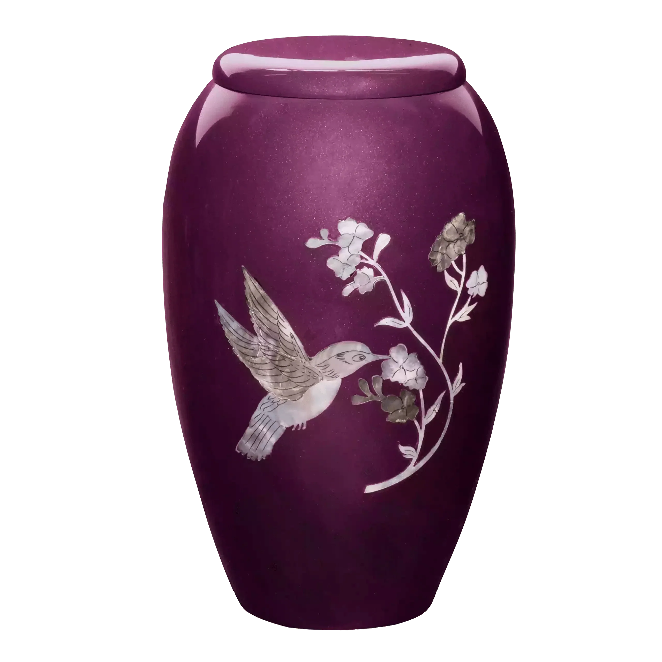 Designer Pet Urn - Burgundy Hummingbird
