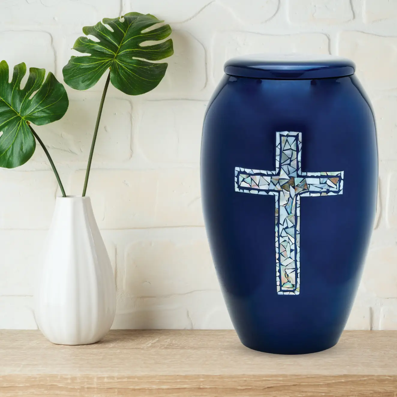Designer Pet Urn - Blue Cross - Image 4