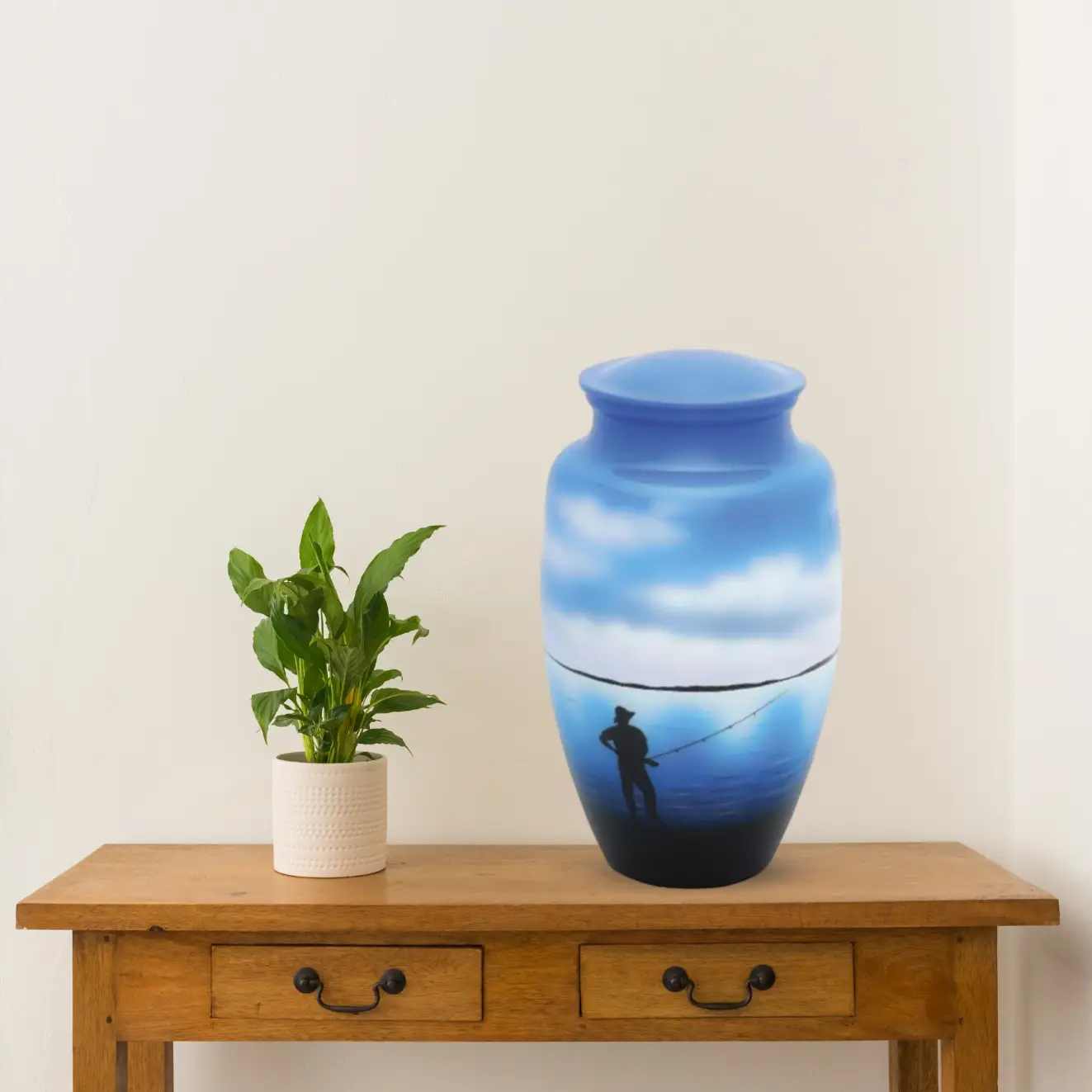 Hand Painted Pet Urns - Fisherman - Image 3