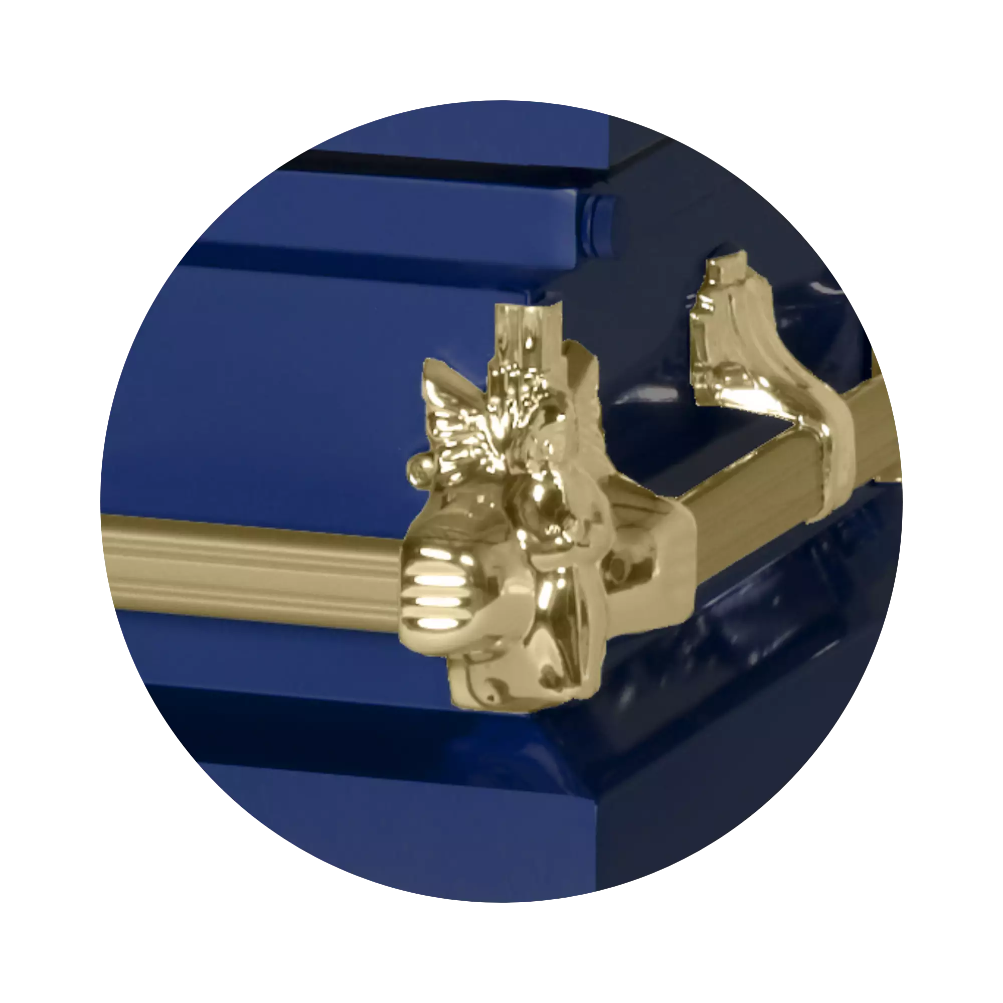 Steel Pet Casket (Made in USA) | Dark Blue & Gold - Image 3