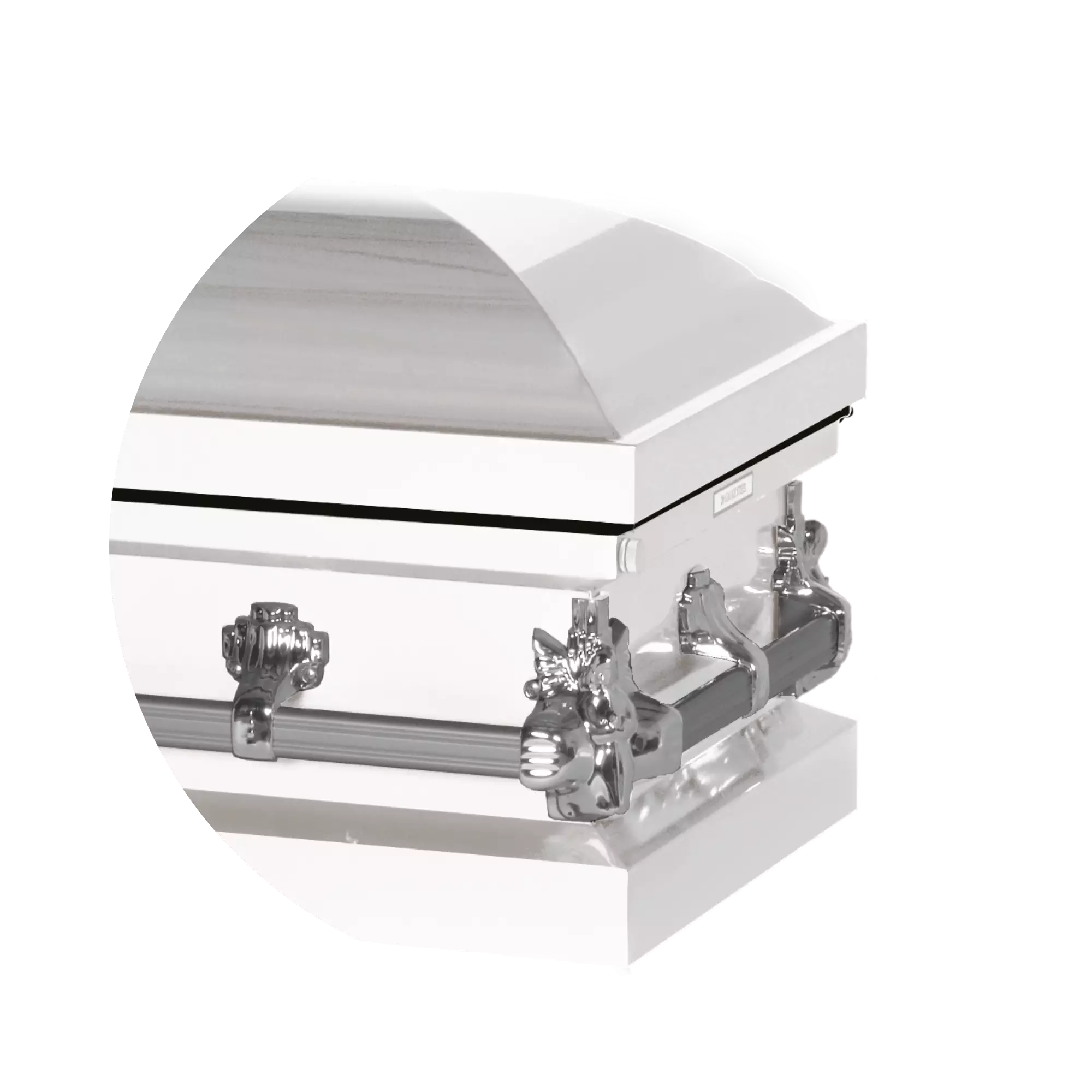 Steel Pet Casket (Made in USA) | White & Silver (Pink) - Image 3