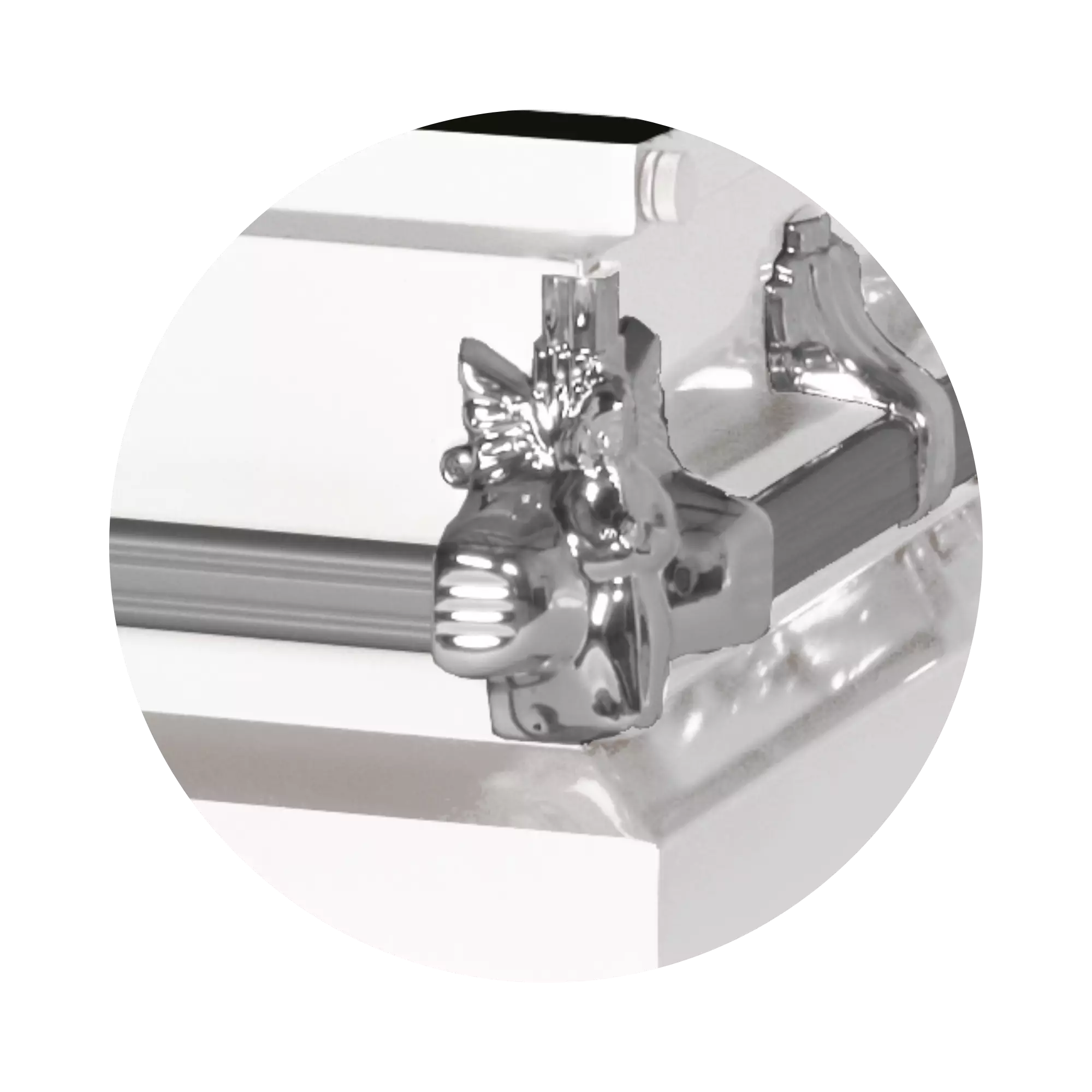 Steel Pet Casket (Made in USA) | White & Silver (Pink) - Image 4