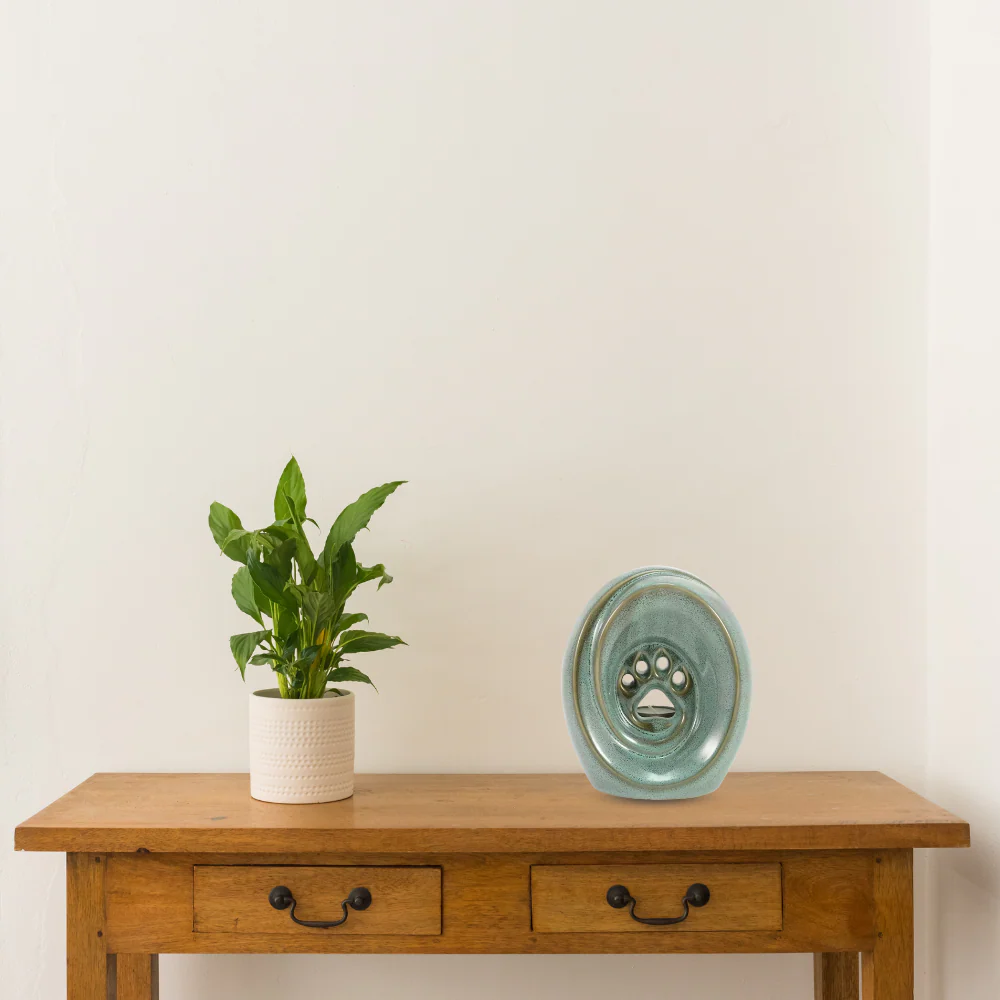 Tranquil Paw Rustic Teal Pet Urn - Image 3