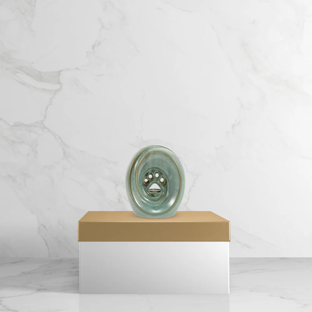 Tranquil Paw Rustic Teal Pet Urn - Image 4
