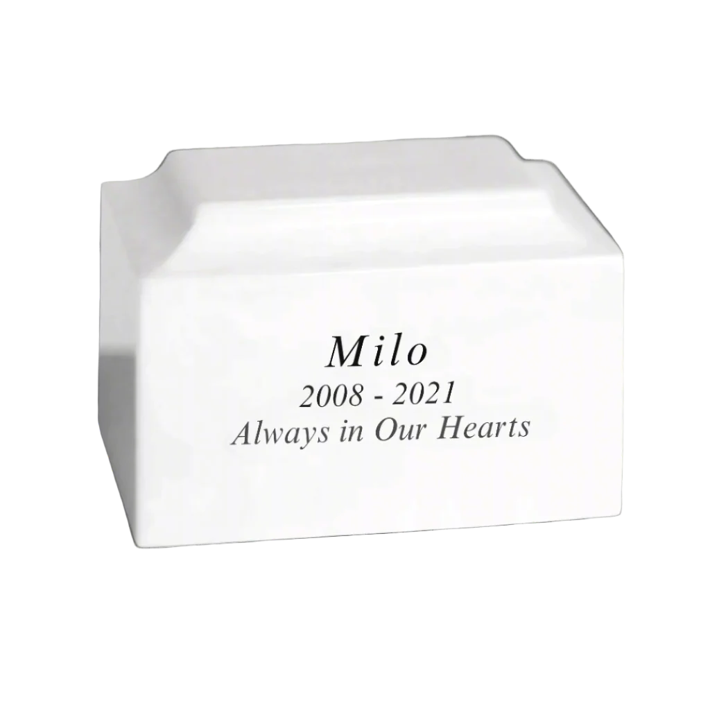 White Pet Marble Cremation Urn